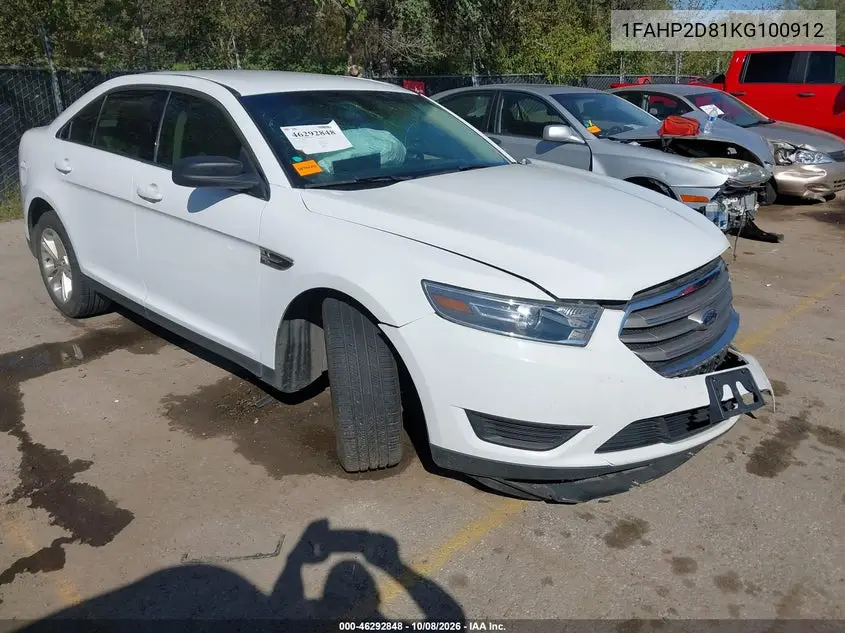FORD TAURUS 2019, VIN 1FAHP2D81KG100912