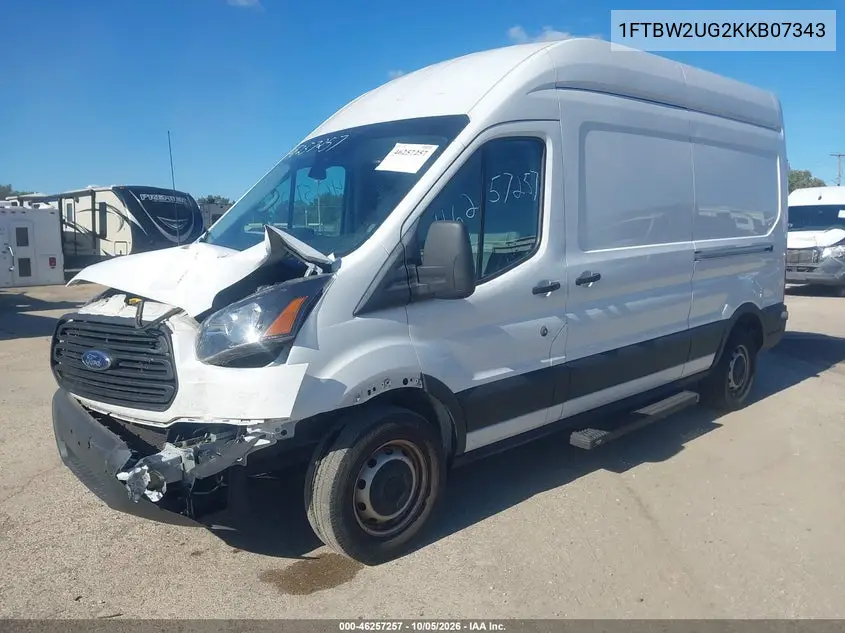 2019 FORD TRANSIT VIN 1FTBW2UG2KKB07343 — фото 2