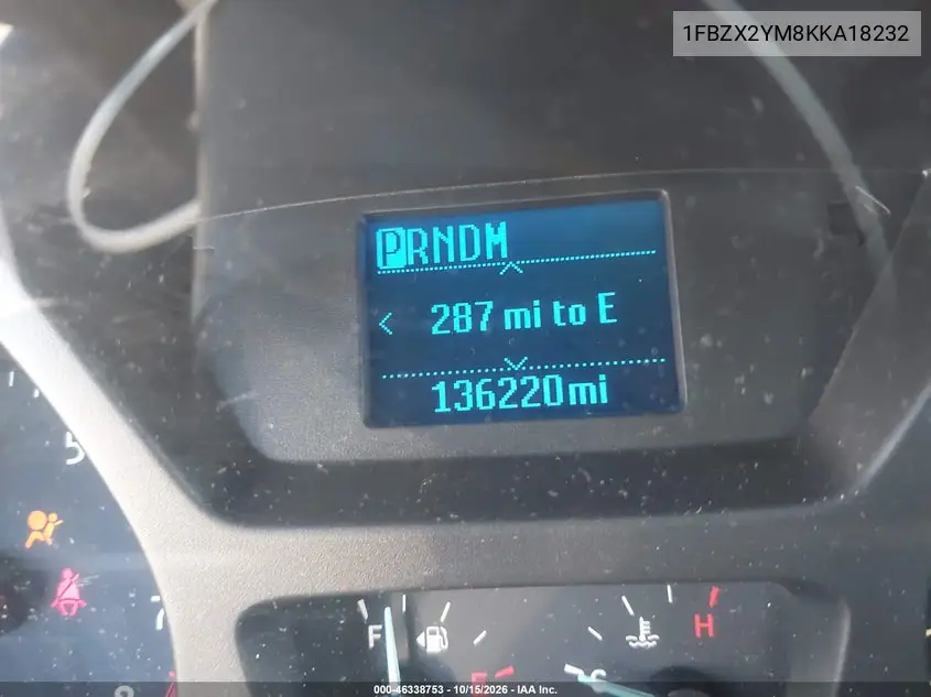 2019 FORD TRANSIT VIN 1FBZX2YM8KKA18232 — фото 15