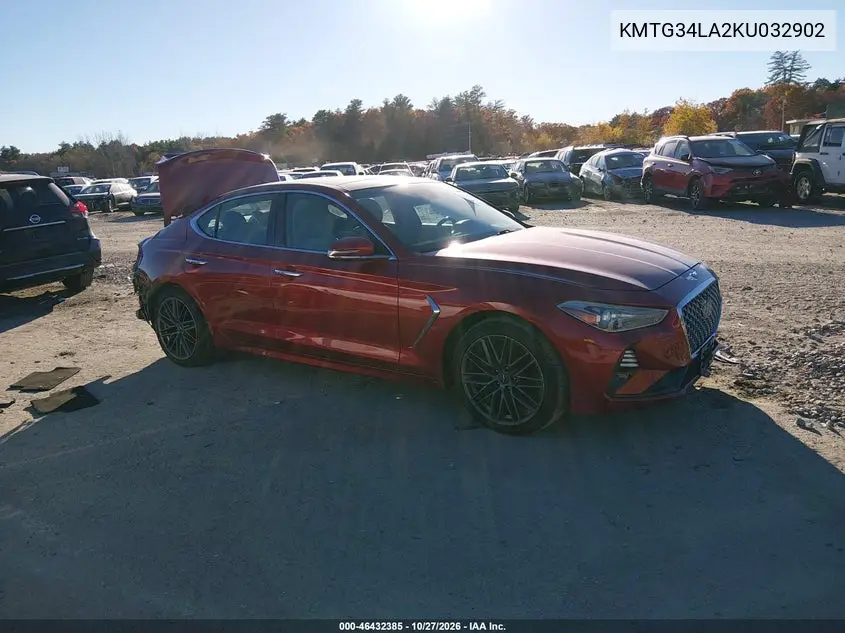 GENESIS G70 2019, VIN KMTG34LA2KU032902