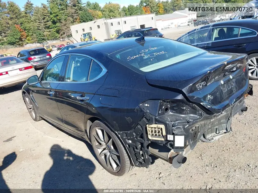 2021 GENESIS G70 VIN KMTG34LE5MU070730 — фото 3