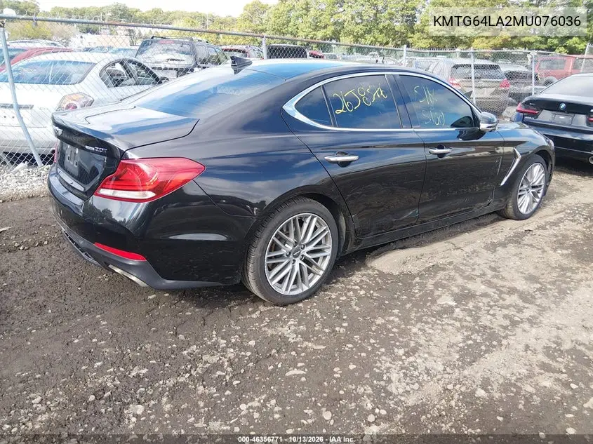 2021 GENESIS G70 VIN KMTG64LA2MU076036 — фото 4