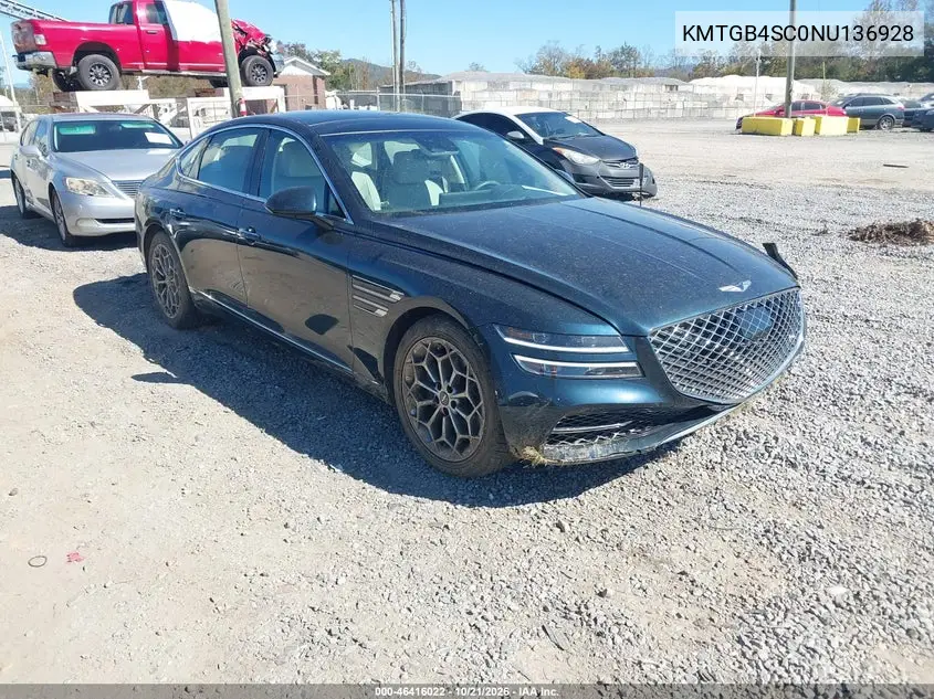 GENESIS G80 2022, VIN KMTGB4SC0NU136928