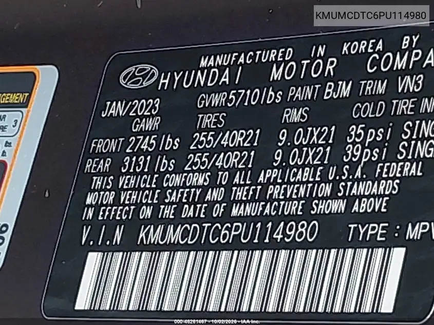 2023 GENESIS GV70 VIN KMUMCDTC6PU114980 — фото 9