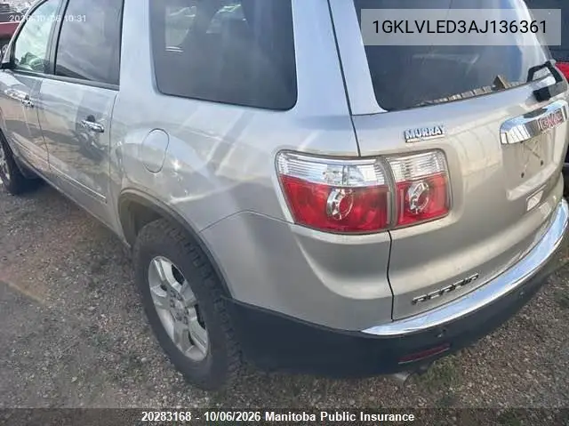 2010 GMC ACADIA VIN 1GKLVLED3AJ136361 — фото 3
