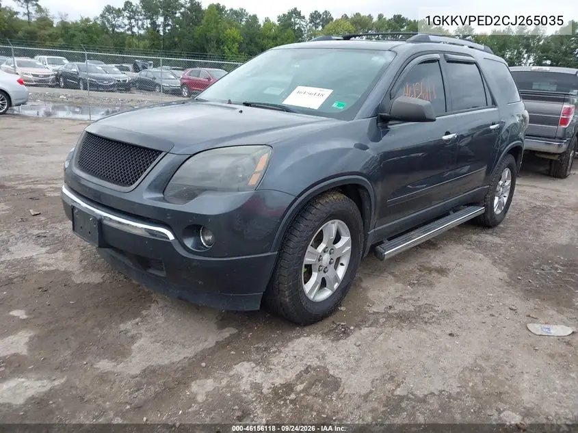 2012 GMC ACADIA VIN 1GKKVPED2CJ265035 — фото 2