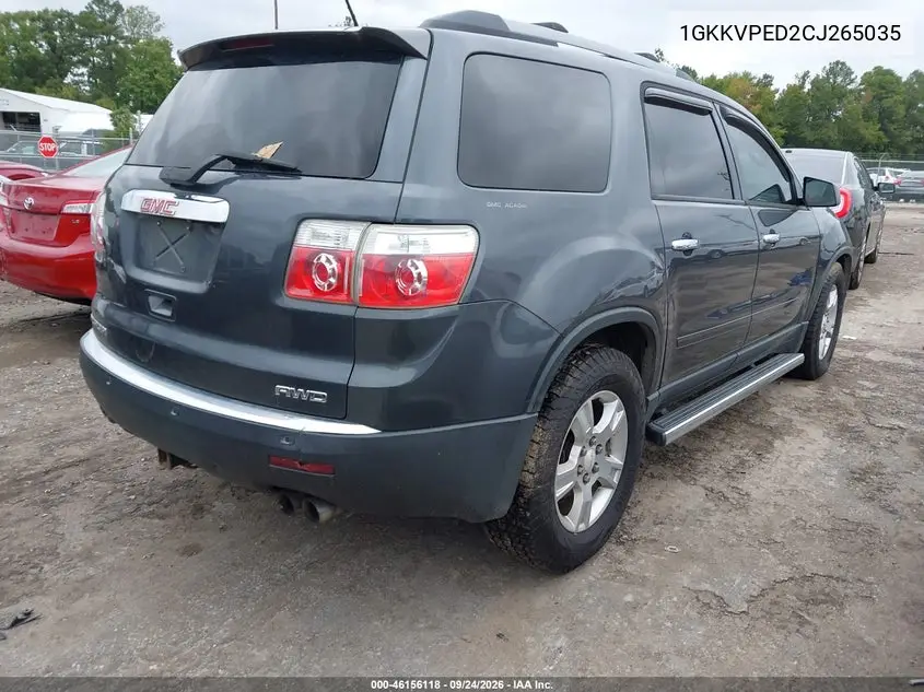 2012 GMC ACADIA VIN 1GKKVPED2CJ265035 — фото 4