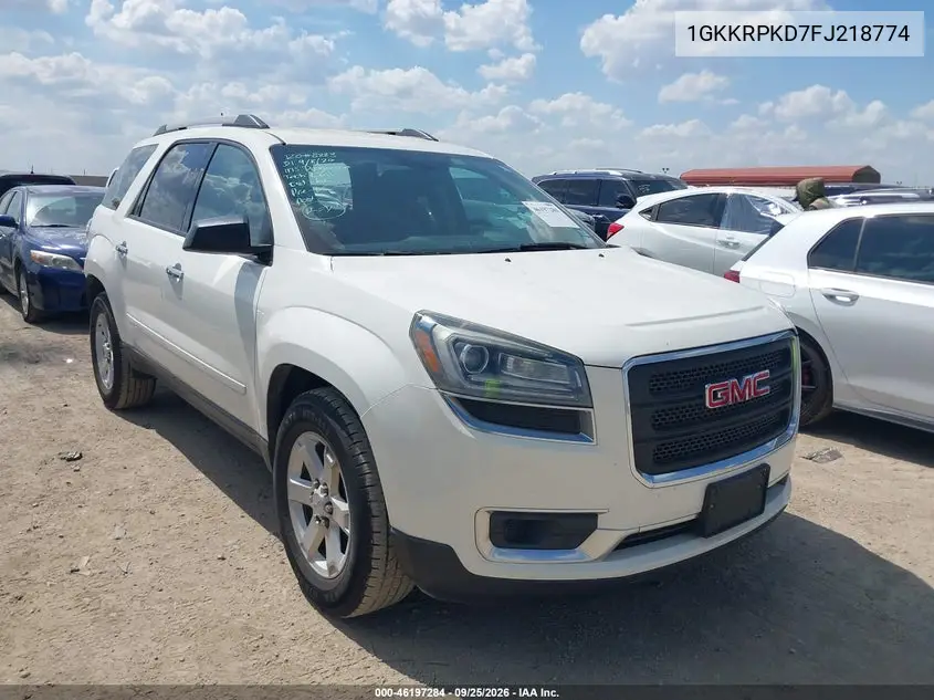 GMC ACADIA 2015, VIN 1GKKRPKD7FJ218774