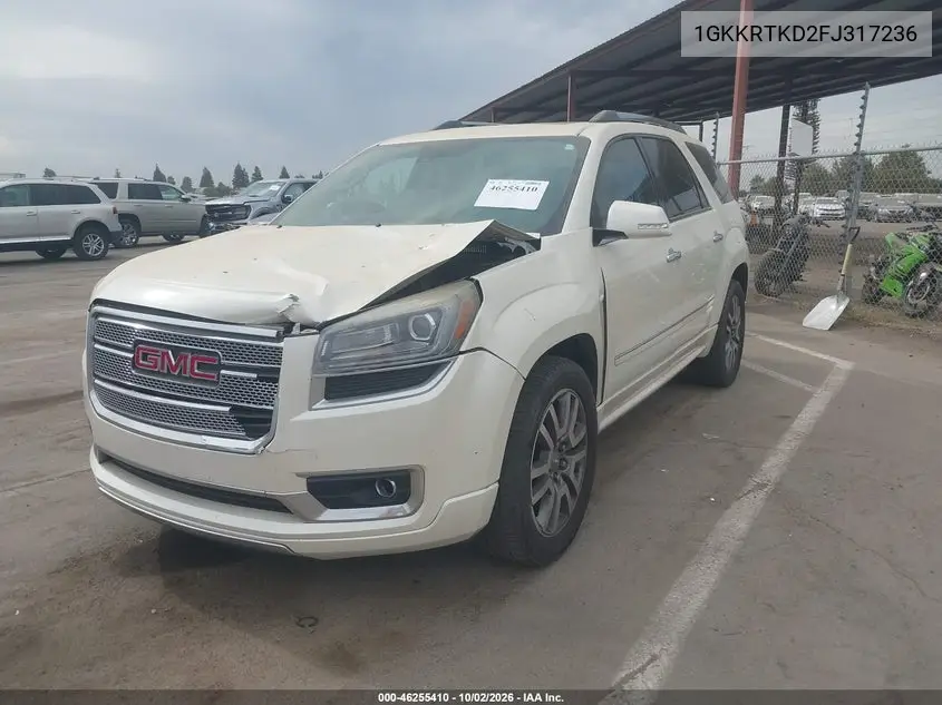 2015 GMC ACADIA VIN 1GKKRTKD2FJ317236 — фото 2