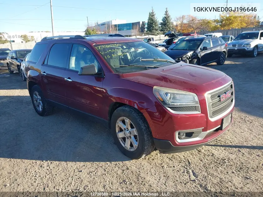 GMC ACADIA 2016, VIN 1GKKVNED0GJ196646