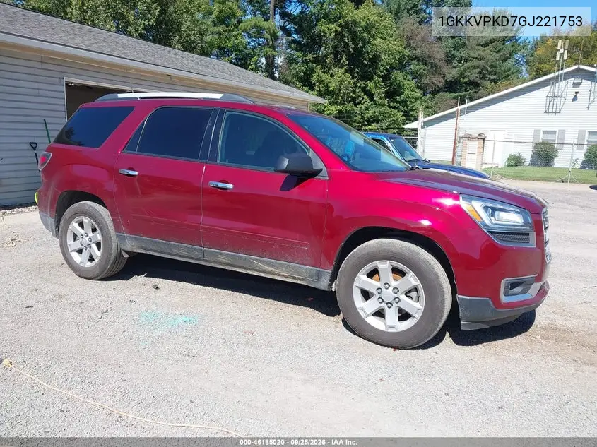 GMC ACADIA 2016, VIN 1GKKVPKD7GJ221753