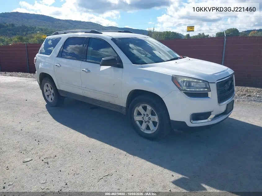 GMC ACADIA 2016, VIN 1GKKVPKD3GJ221460