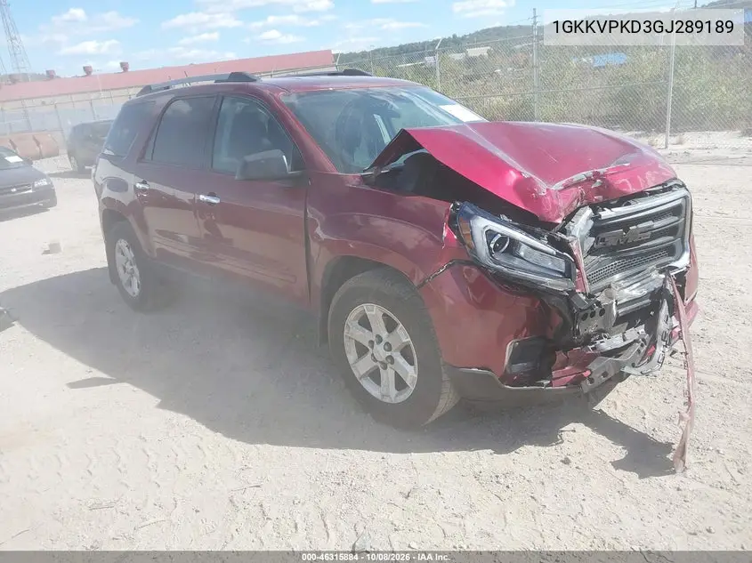 GMC ACADIA 2016, VIN 1GKKVPKD3GJ289189