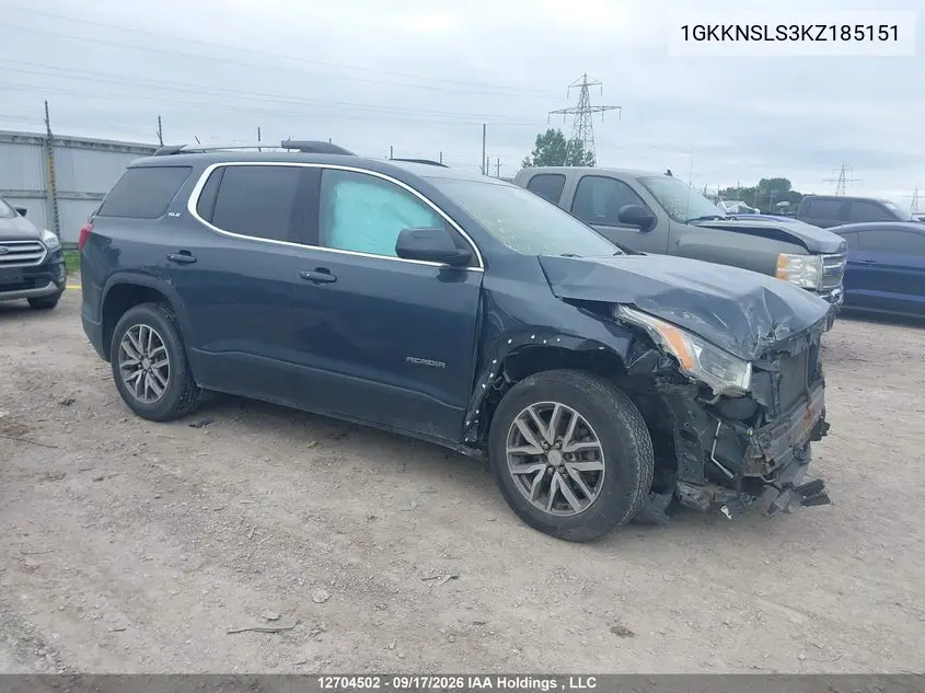GMC ACADIA 2019, VIN 1GKKNSLS3KZ185151