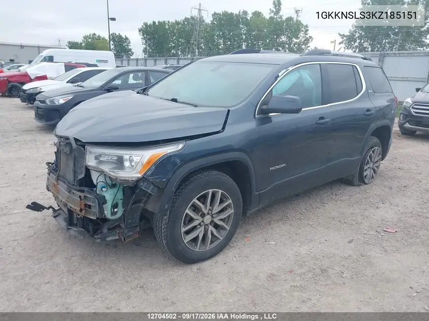2019 GMC ACADIA VIN 1GKKNSLS3KZ185151 — фото 2