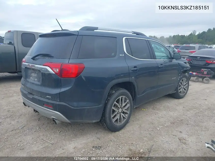 2019 GMC ACADIA VIN 1GKKNSLS3KZ185151 — фото 4
