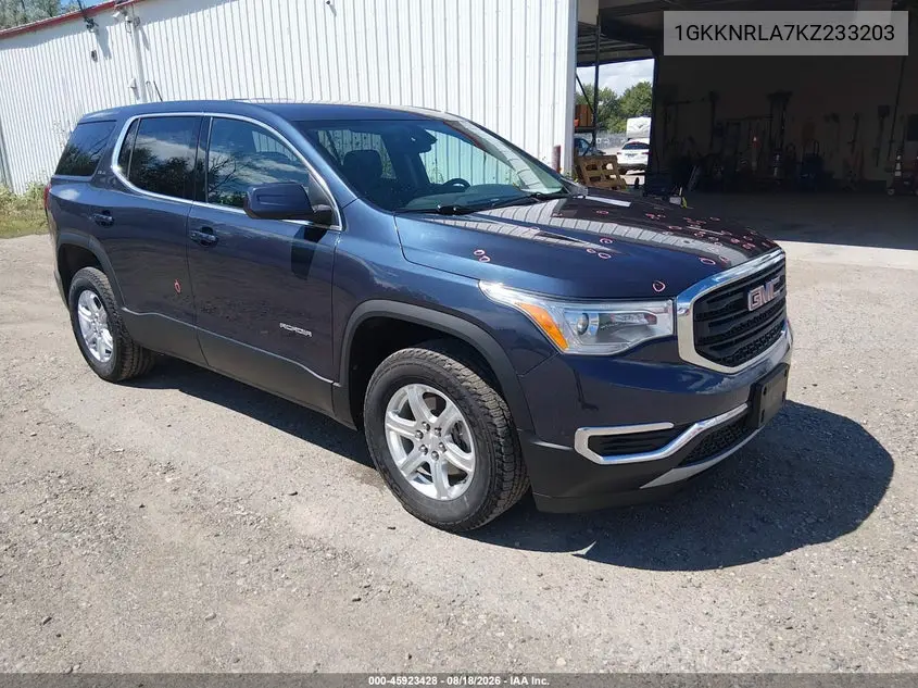 GMC ACADIA 2019, VIN 1GKKNRLA7KZ233203