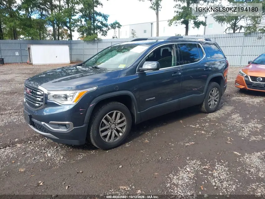 2019 GMC ACADIA VIN 1GKKNSLS0KZ194180 — фото 2