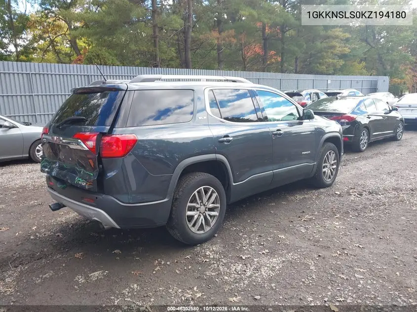 2019 GMC ACADIA VIN 1GKKNSLS0KZ194180 — фото 4