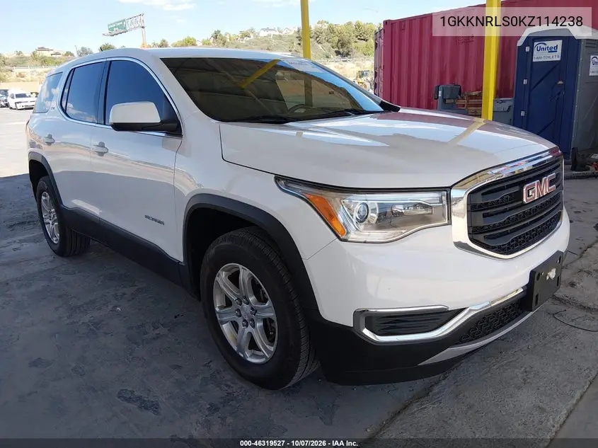 GMC ACADIA 2019, VIN 1GKKNRLS0KZ114238