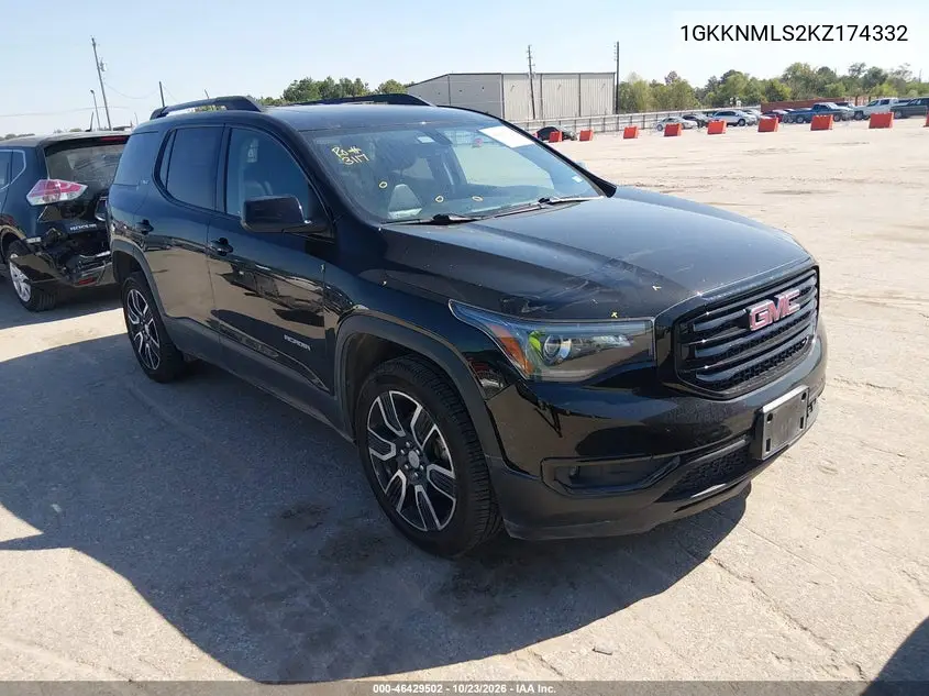 GMC ACADIA 2019, VIN 1GKKNMLS2KZ174332