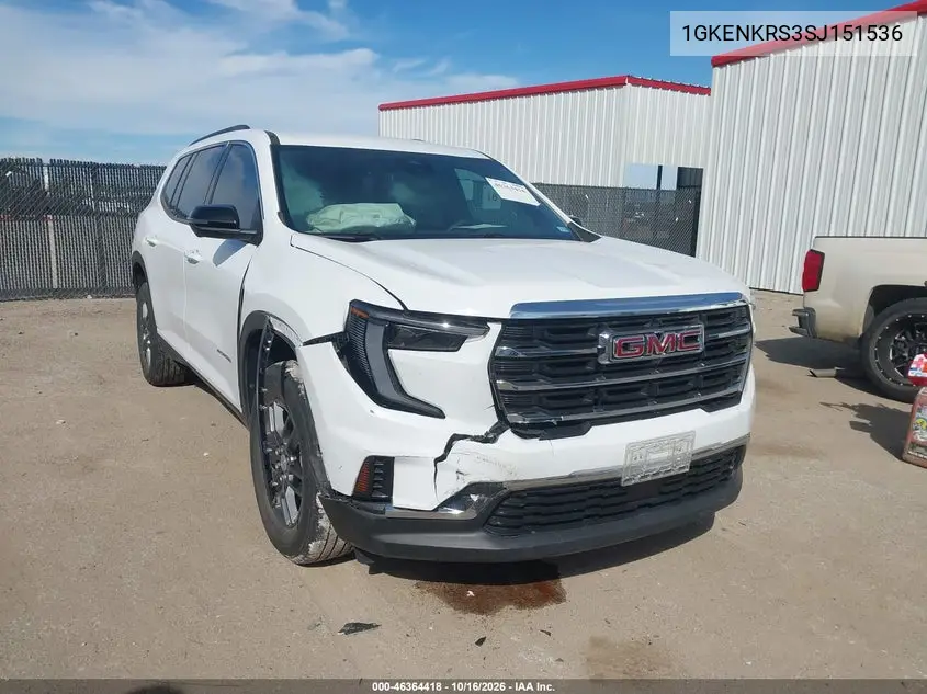 GMC ACADIA 2025, VIN 1GKENKRS3SJ151536