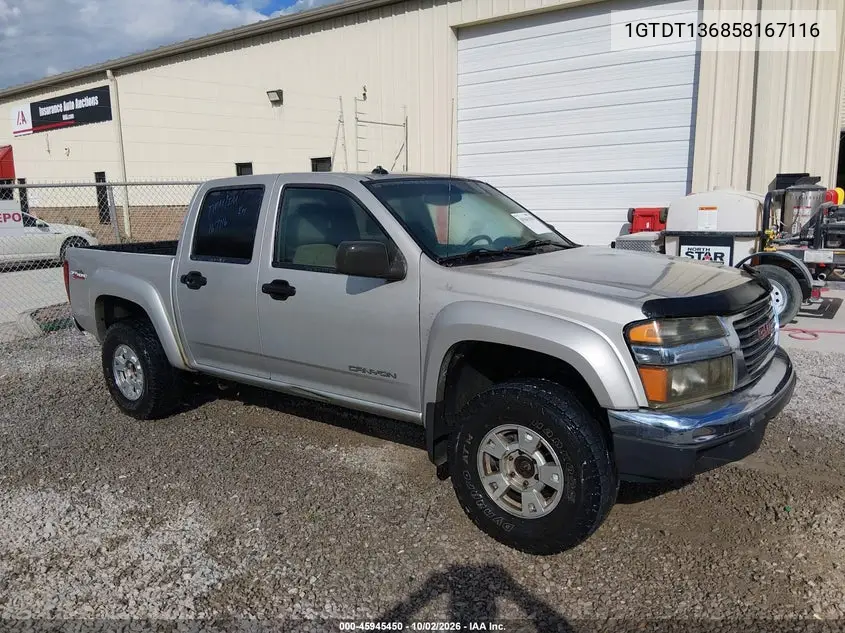 GMC CANYON 2005, VIN 1GTDT136858167116