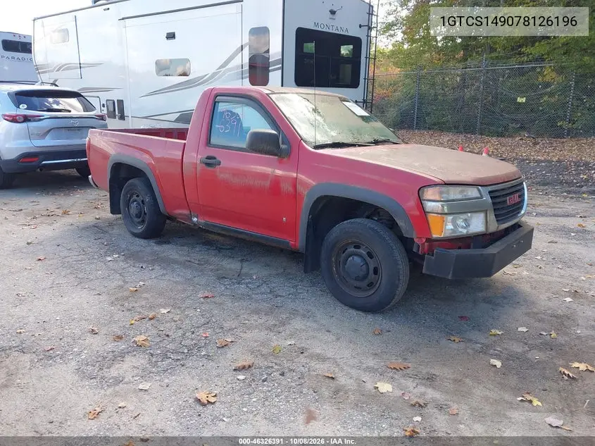 GMC CANYON 2007, VIN 1GTCS149078126196