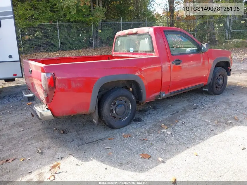 2007 GMC CANYON VIN 1GTCS149078126196 — фото 4