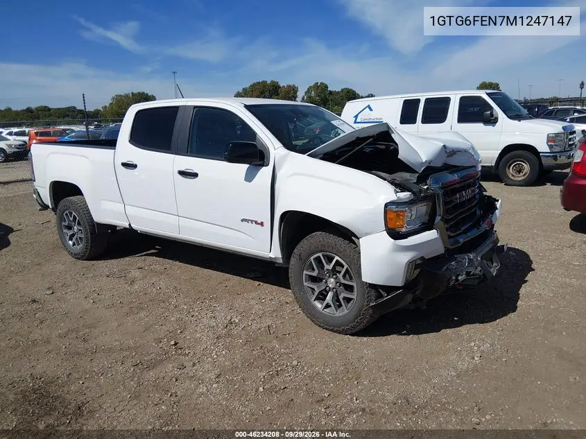 GMC CANYON 2021, VIN 1GTG6FEN7M1247147