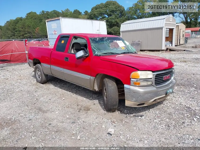 GMC SIERRA 2000, VIN 2GTEC19T1Y1312151
