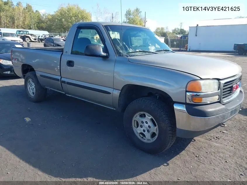 GMC SIERRA 2000, VIN 1GTEK14V3YE421625