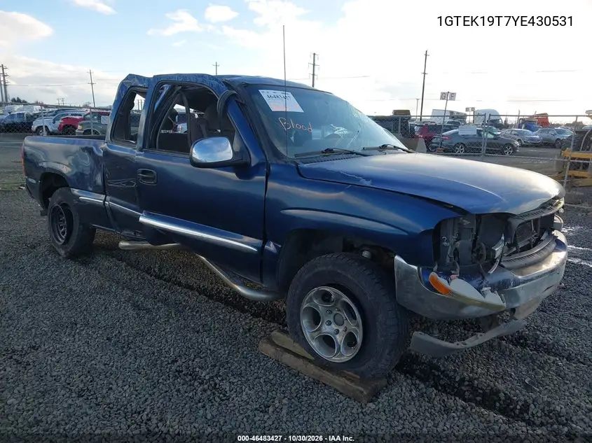 GMC SIERRA 2000, VIN 1GTEK19T7YE430531