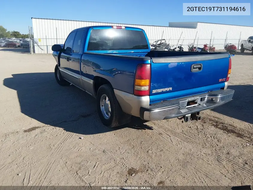 2003 GMC SIERRA VIN 2GTEC19T731194616 — фото 3