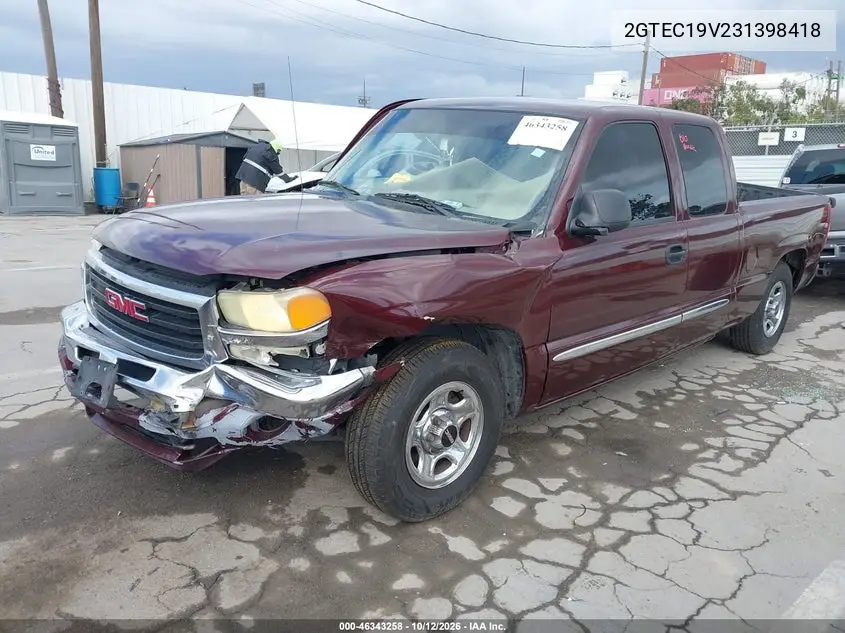 2003 GMC SIERRA VIN 2GTEC19V231398418 — фото 2