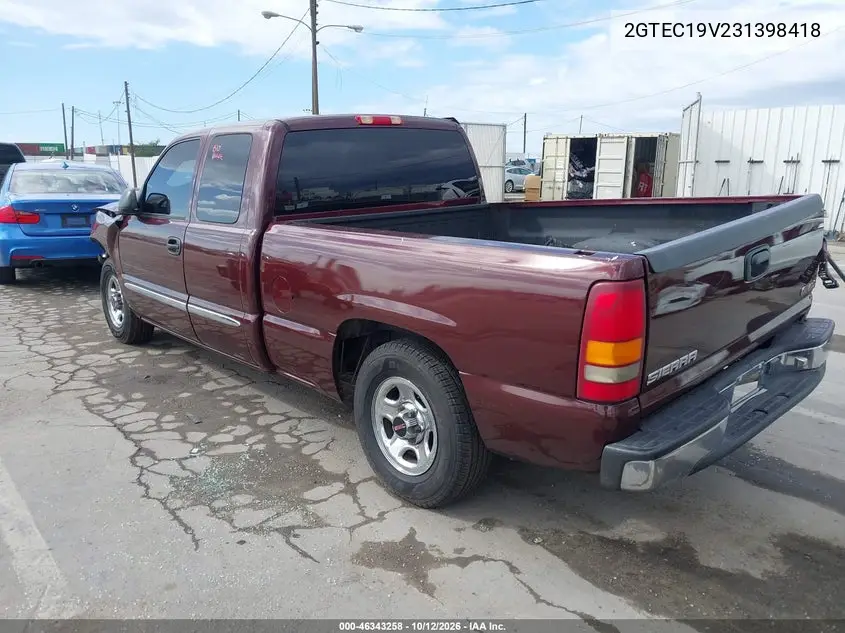 2003 GMC SIERRA VIN 2GTEC19V231398418 — фото 3