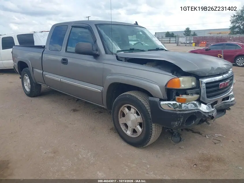 GMC SIERRA 2006, VIN 1GTEK19B26Z231402