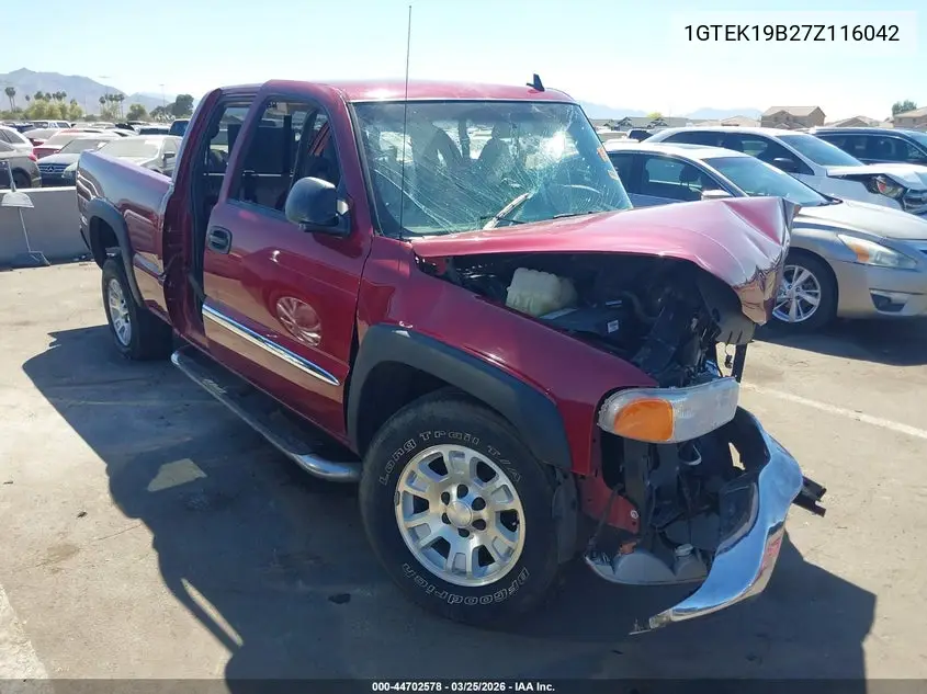 GMC SIERRA 2007, VIN 1GTEK19B27Z116042