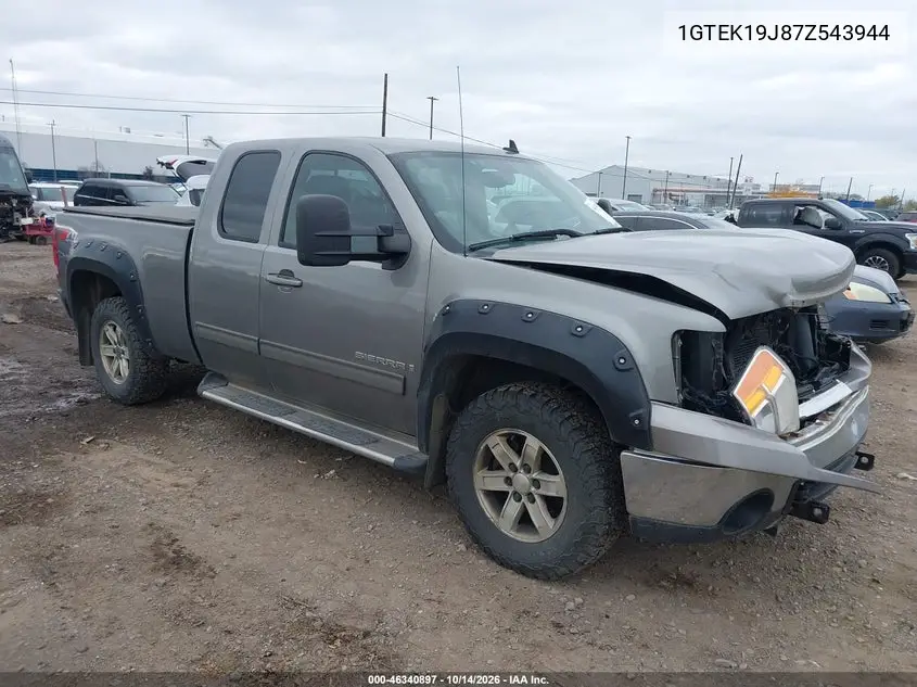 GMC SIERRA 2007, VIN 1GTEK19J87Z543944
