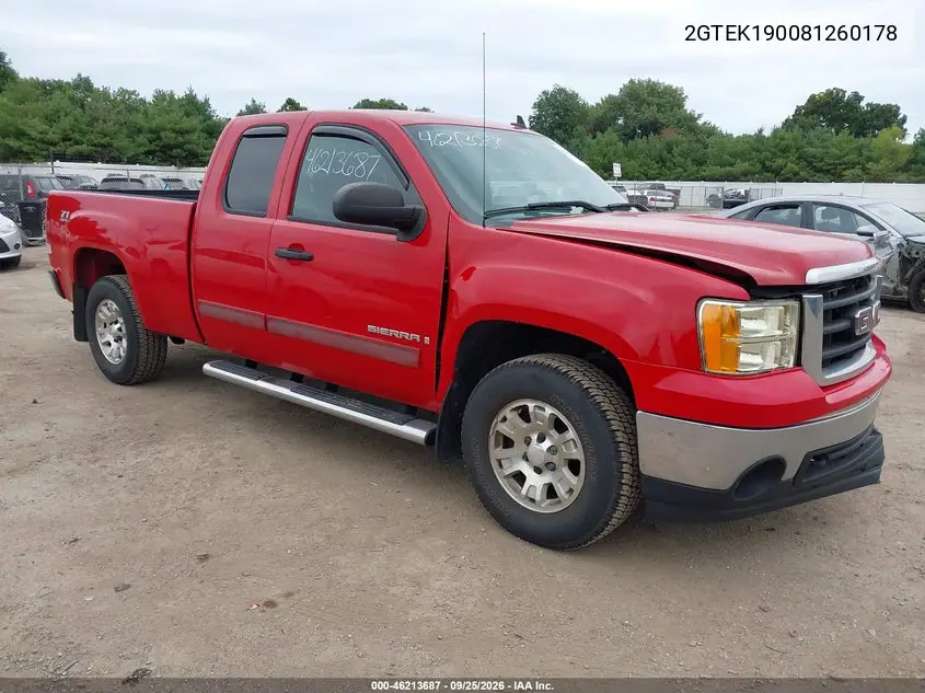 GMC SIERRA 2008, VIN 2GTEK190081260178