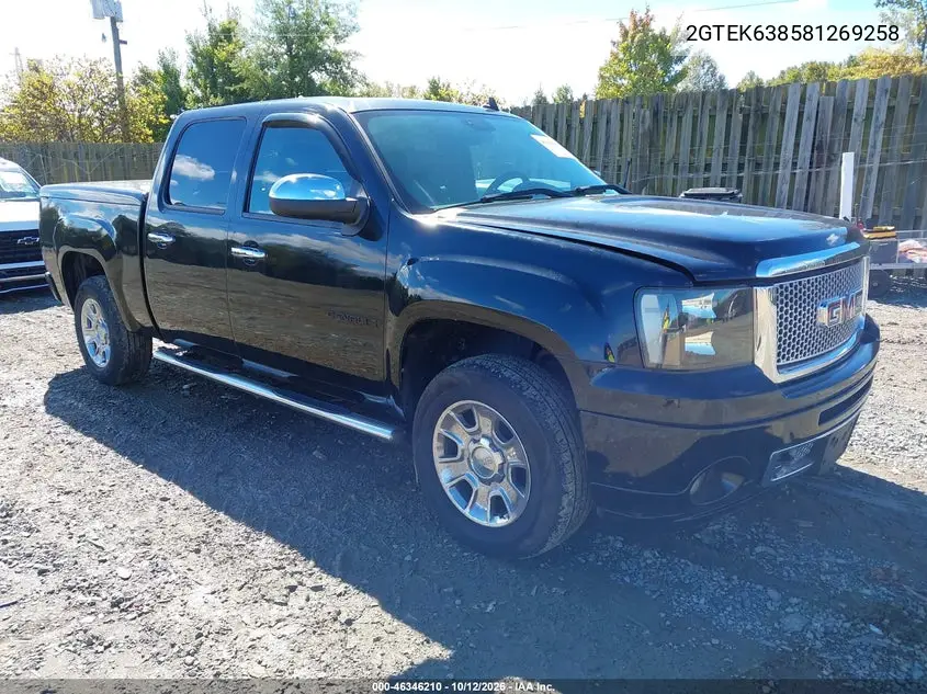 GMC SIERRA 2008, VIN 2GTEK638581269258
