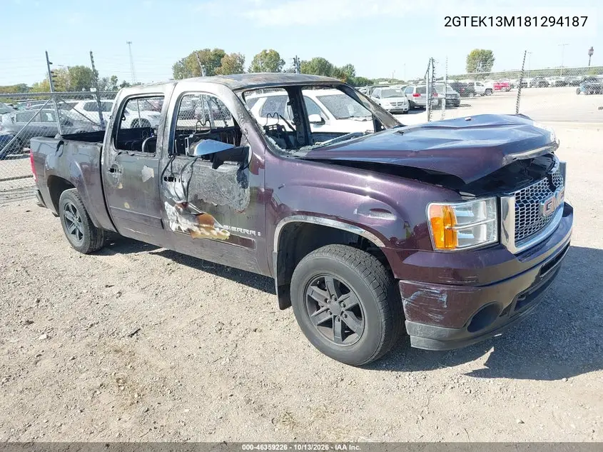 GMC SIERRA 2008, VIN 2GTEK13M181294187