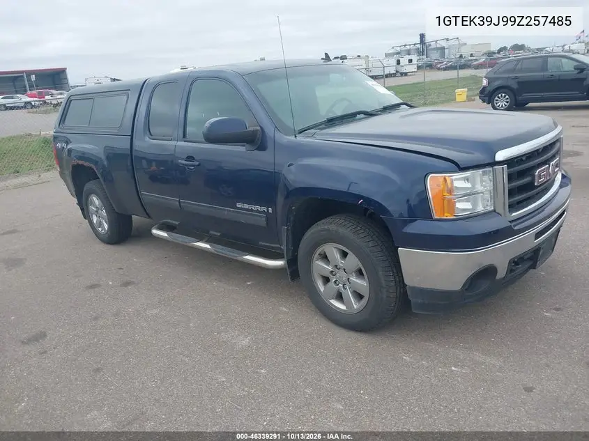 GMC SIERRA 2009, VIN 1GTEK39J99Z257485