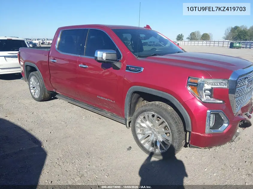 GMC SIERRA 2019, VIN 1GTU9FEL7KZ419703