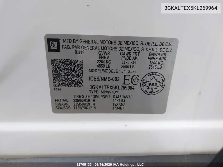 2019 GMC TERRAIN VIN 3GKALTEX5KL269964 — фото 19