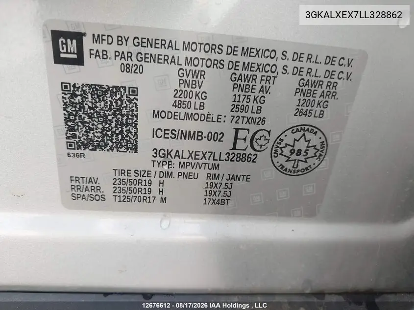 2020 GMC TERRAIN VIN 3GKALXEX7LL328862 — фото 18