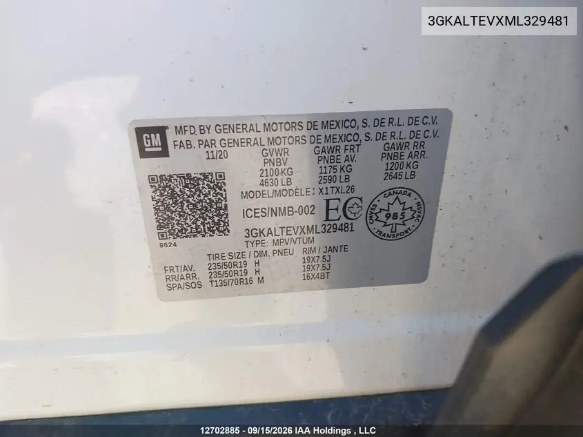 2021 GMC TERRAIN VIN 3GKALTEVXML329481 — фото 9