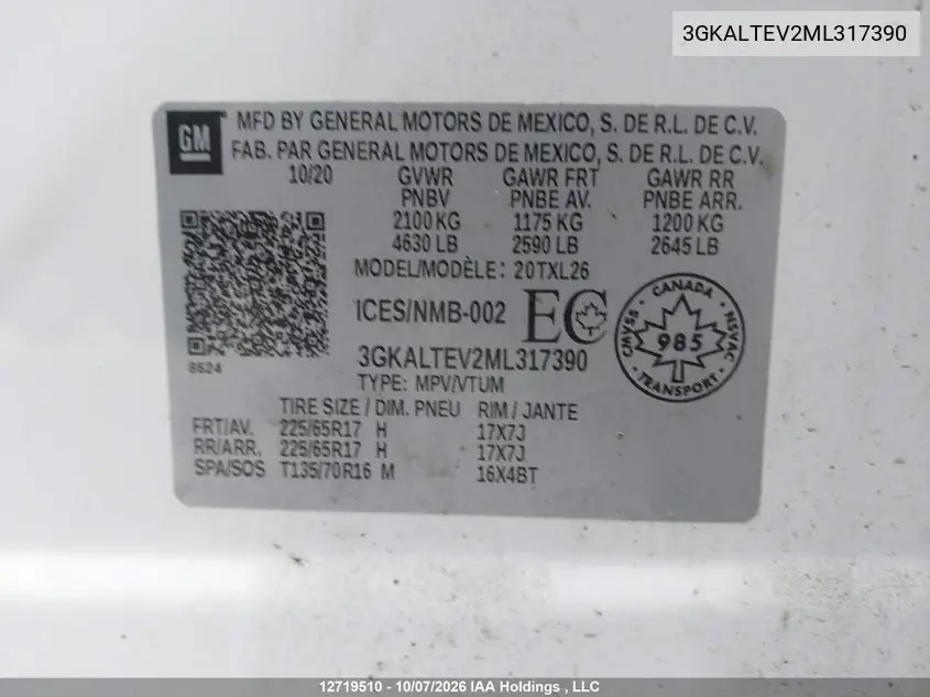 2021 GMC TERRAIN VIN 3GKALTEV2ML317390 — фото 19