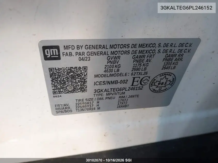 2023 GMC TERRAIN VIN 3GKALTEG6PL246152 — фото 9