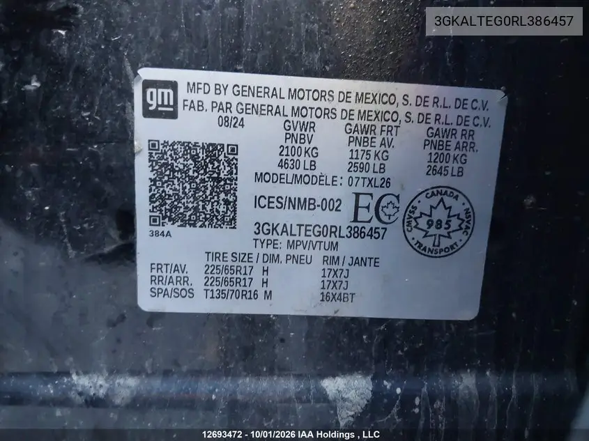 2024 GMC TERRAIN VIN 3GKALTEG0RL386457 — фото 20